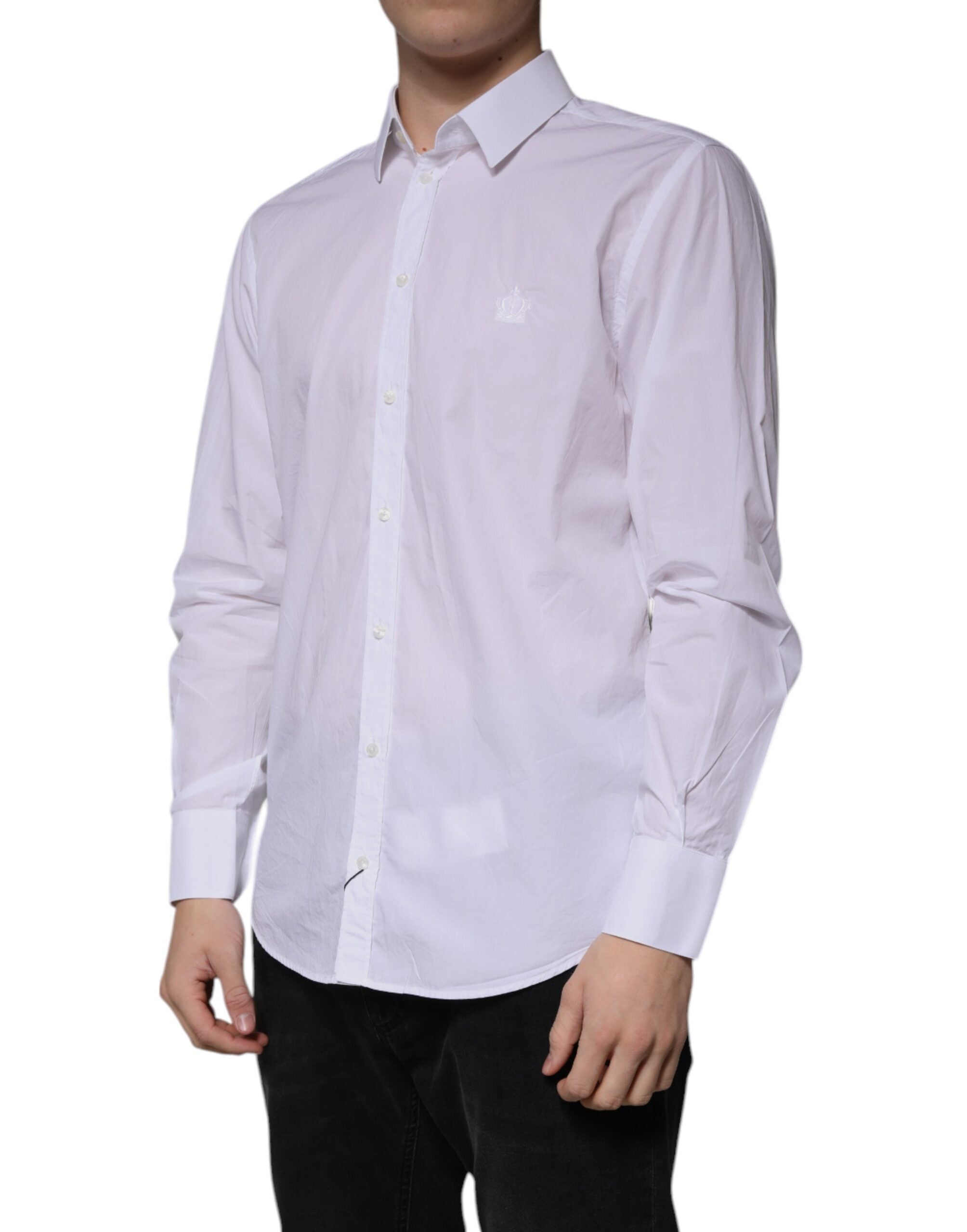 Dolce & Gabbana White Slim Fit MARTINI Men's Cotton Shirt